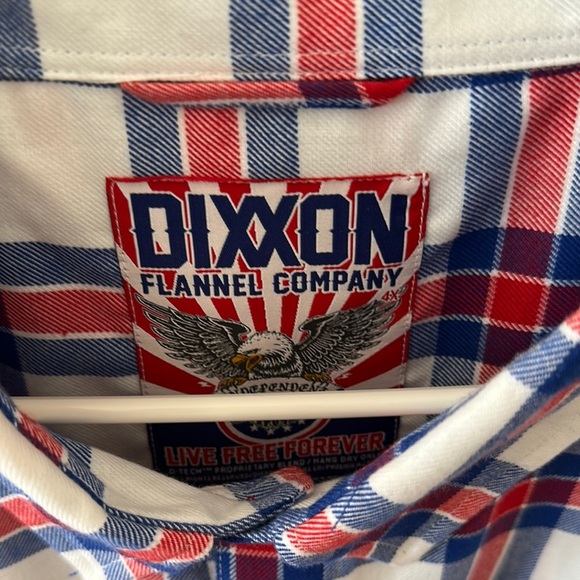 DIXXON Men's Red and Blue Plaid Live Free Forever Shirt New with Tags Size 4X - Picture 2 of 7